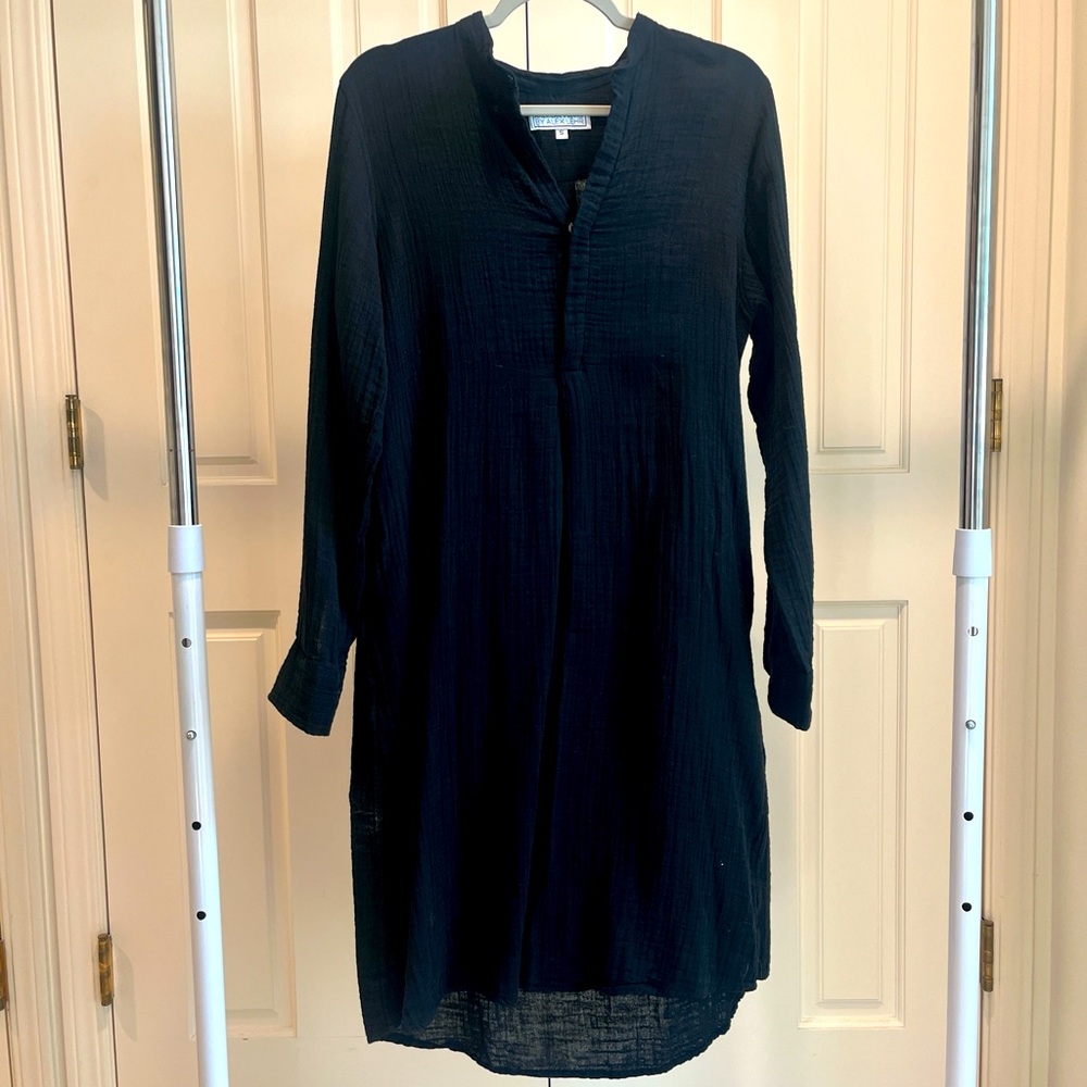 Black Muslin Dress with pockets